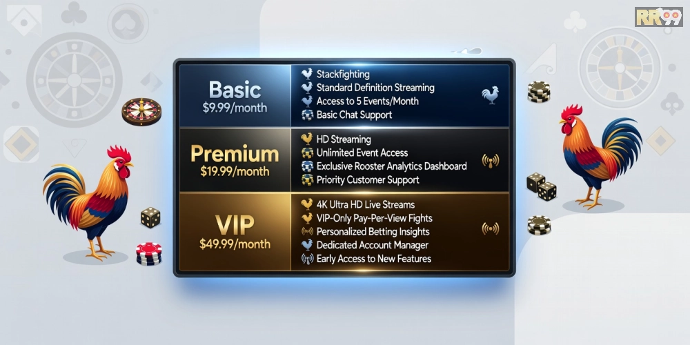 Bảng giá chi tiết các gói xem đá gà trực tiếp casino rr99 cập nhật 2025 với ưu đãi hấp dẫn