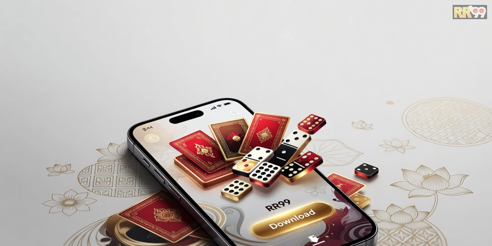 Hình minh họa khái niệm tải game bài RR99 với giao diện ứng dụng di động
