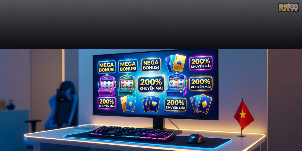 Minh họa khái niệm game khuyến mãi RR99 với các yếu tố hấp dẫn