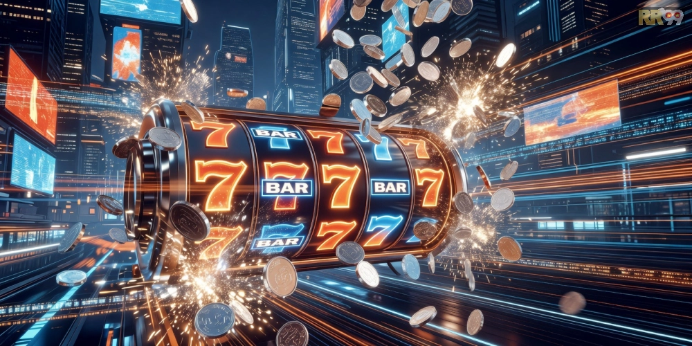 Giao diện game nổ hũ siêu tốc RR99 với hiệu ứng nổ jackpot