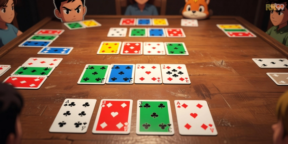 Hình ảnh minh họa trò chơi Phỏm trên nền tảng RR99 với bộ bài đầy màu sắc