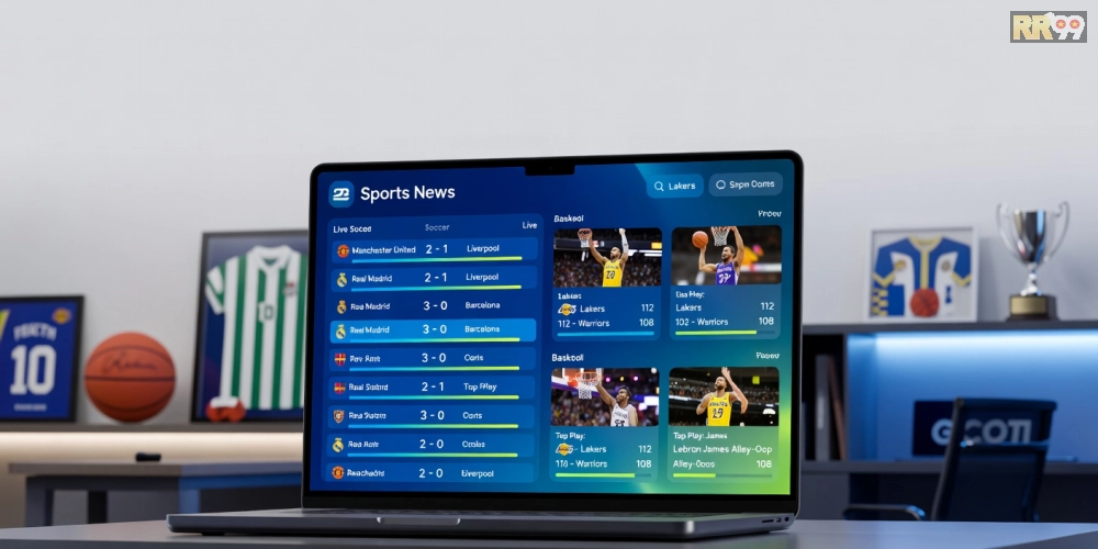 Hình minh họa khái niệm tin thể thao cập nhật realtime trên nền tảng rr99 uy tín