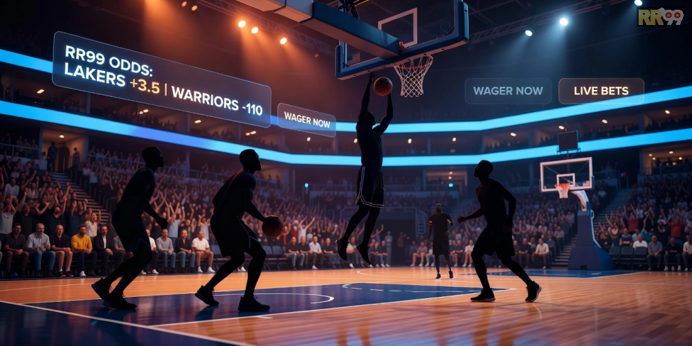 Hình ảnh nổi bật các trận đấu bóng rổ NBA trên nền tảng rr99 với giao diện cá cược sống động