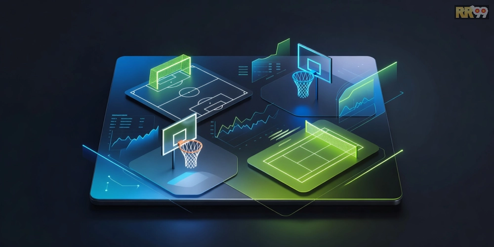 Hình minh họa giao diện trò chơi thể thao rr99 với các môn phổ biến và tỷ lệ cược hấp dẫn